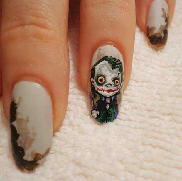 nail art halloween joker e zombie