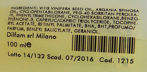INCI Olio Vitaminico di Argan Di Luca Milano