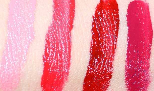 too faced melted Strawberry, Berry, Velvet, Marshmallow swatch