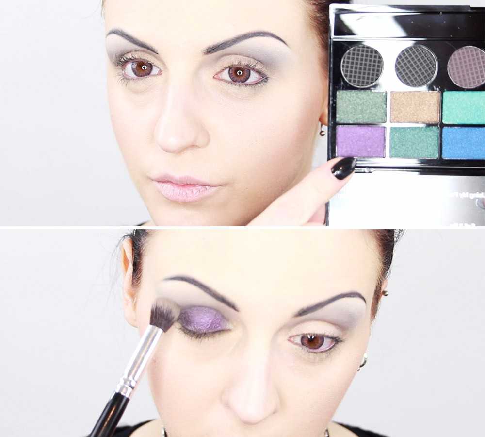 make up look lenti a contatto colorate viola ametista