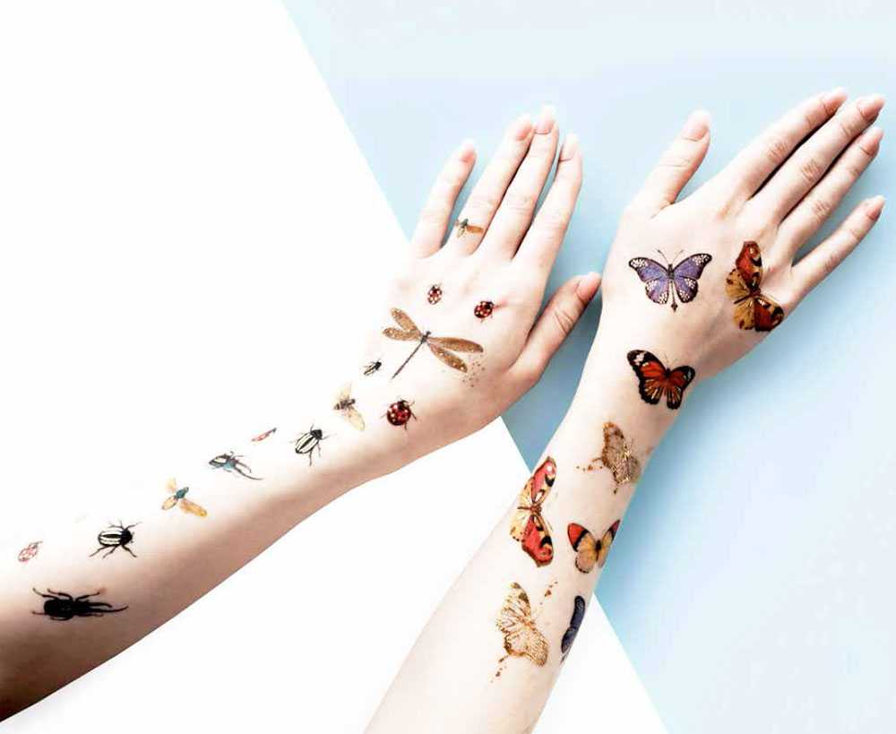 tatuaggi temporanei insetti e farfalle