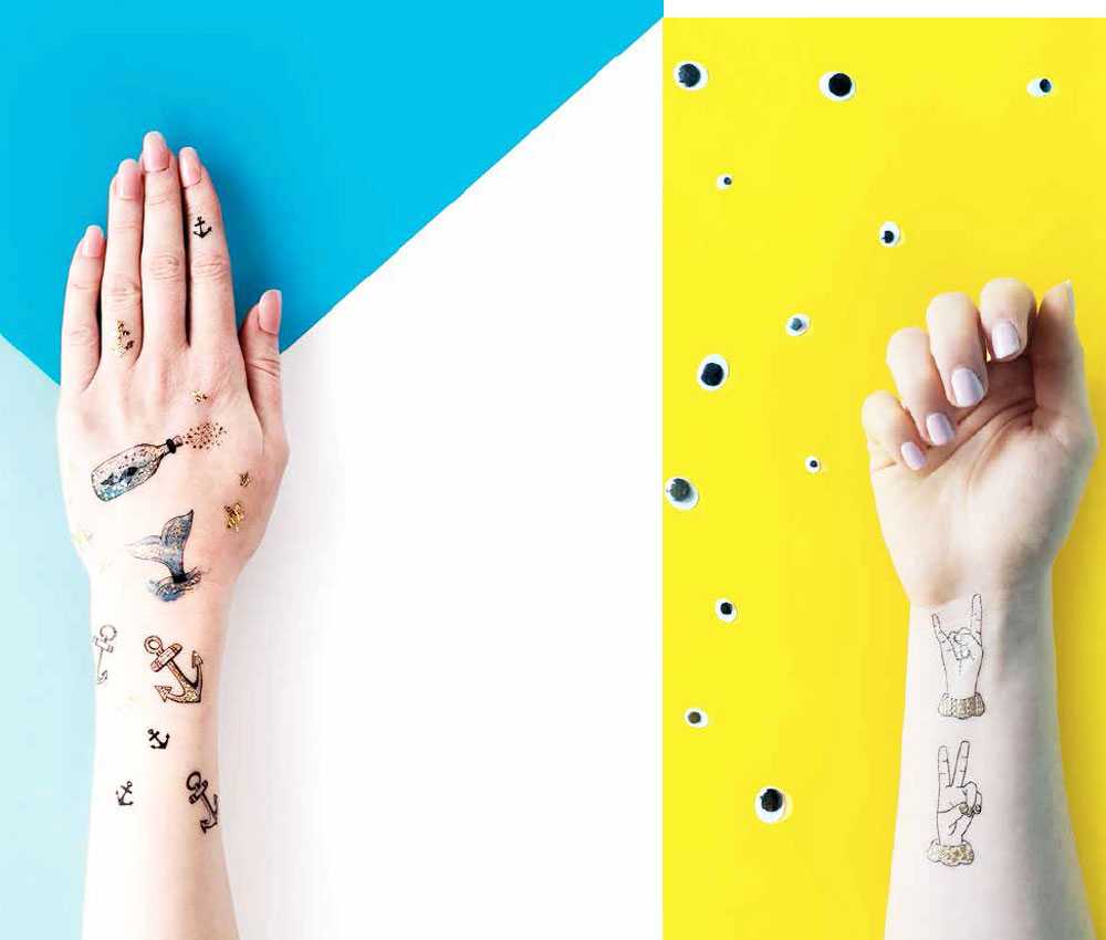 tatuaggi temporanei ancore, mare, mani