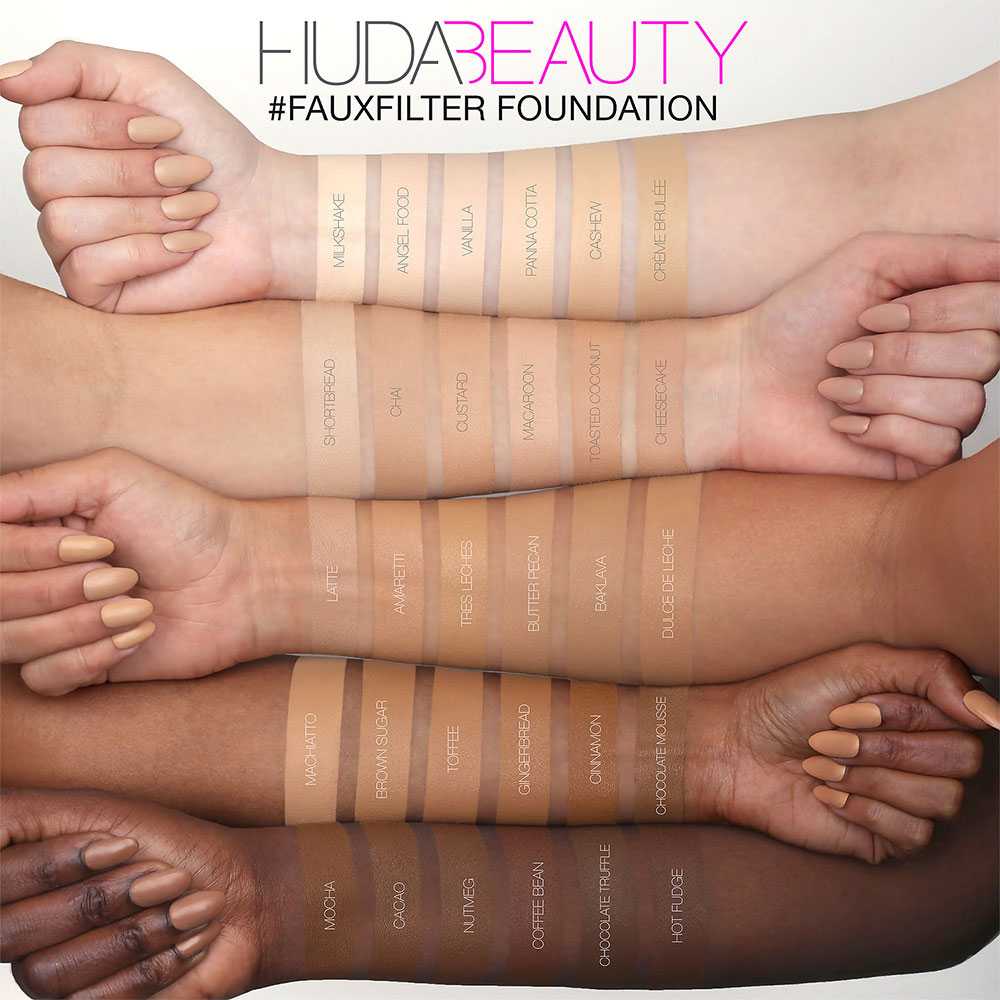 Swatches Huda Beauty Foundation FauxFilter
