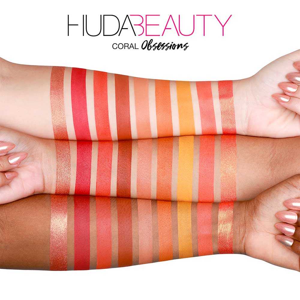 Swatches Huda Beauty Coral Palette