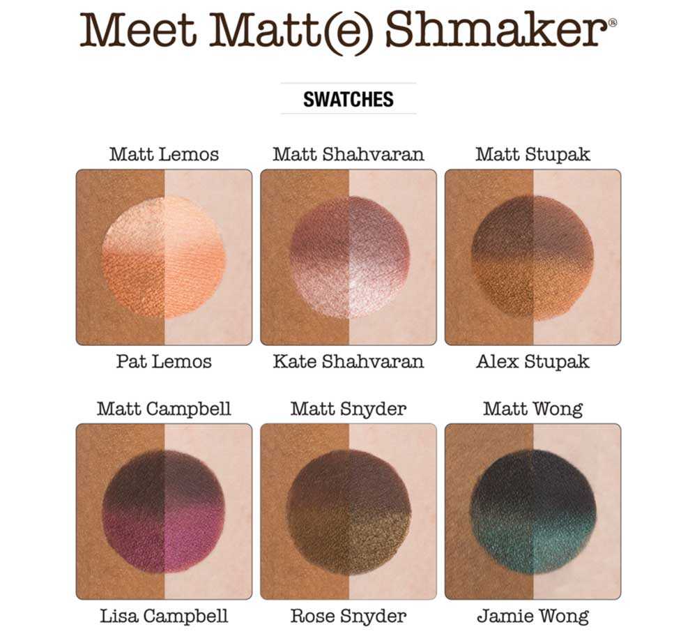 swatches the balm palette meet matt(e) shmaker