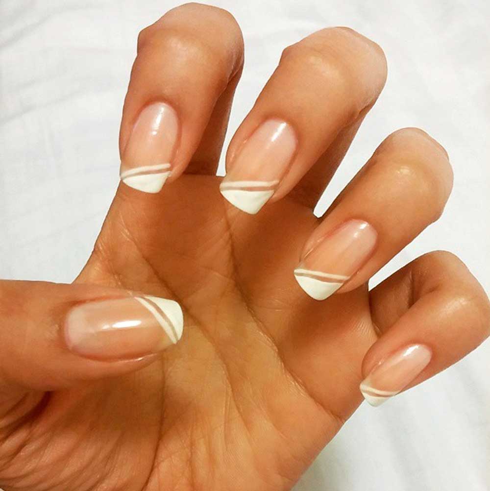 French manicure diagonale bianca French manicure diagonale bianca