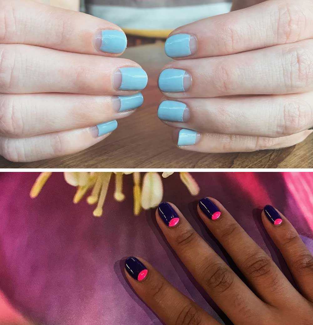 Half Moon manicure colorata