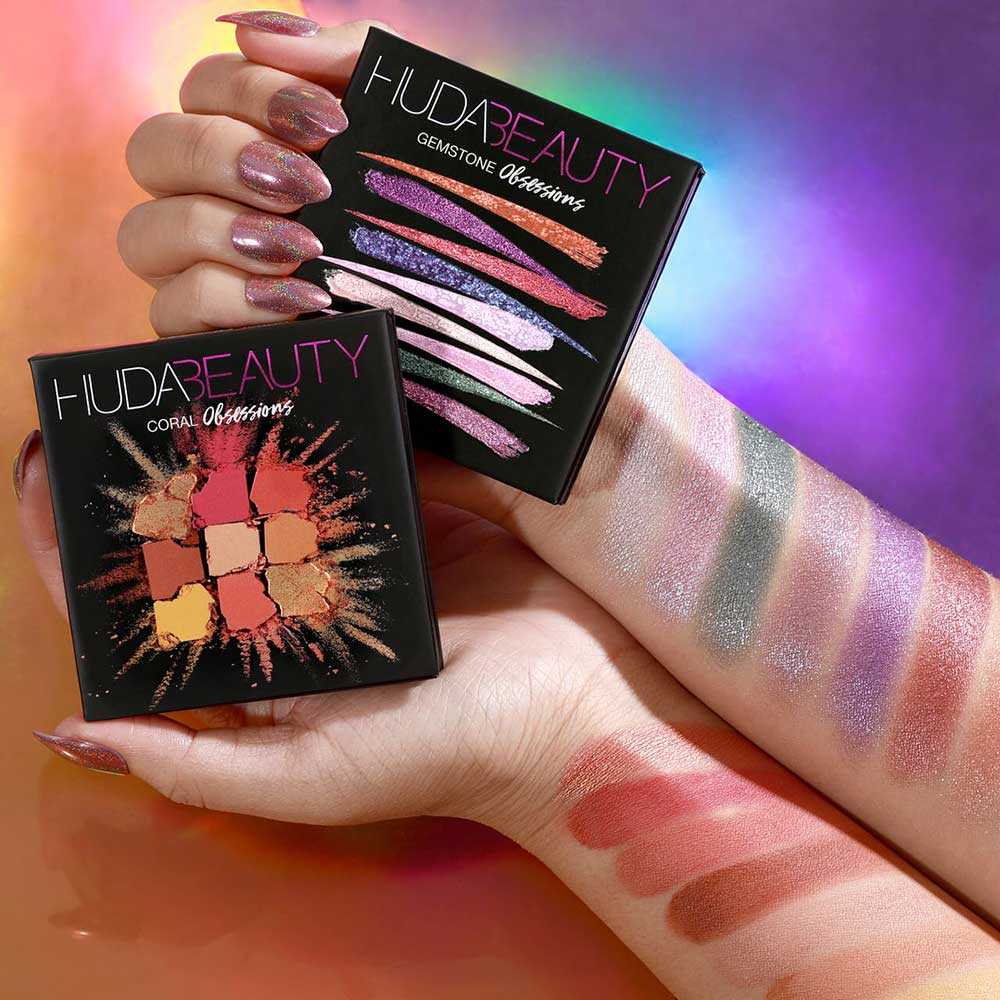 Huda Beauty Palette Gemstone e Coral Obsessions foto, swatches