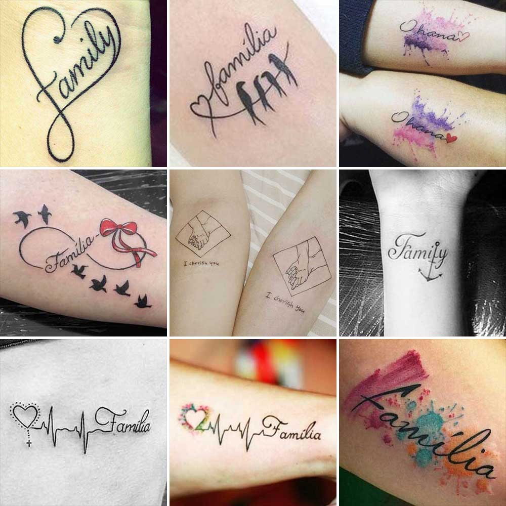 Tatuaggio famiglia con scritte