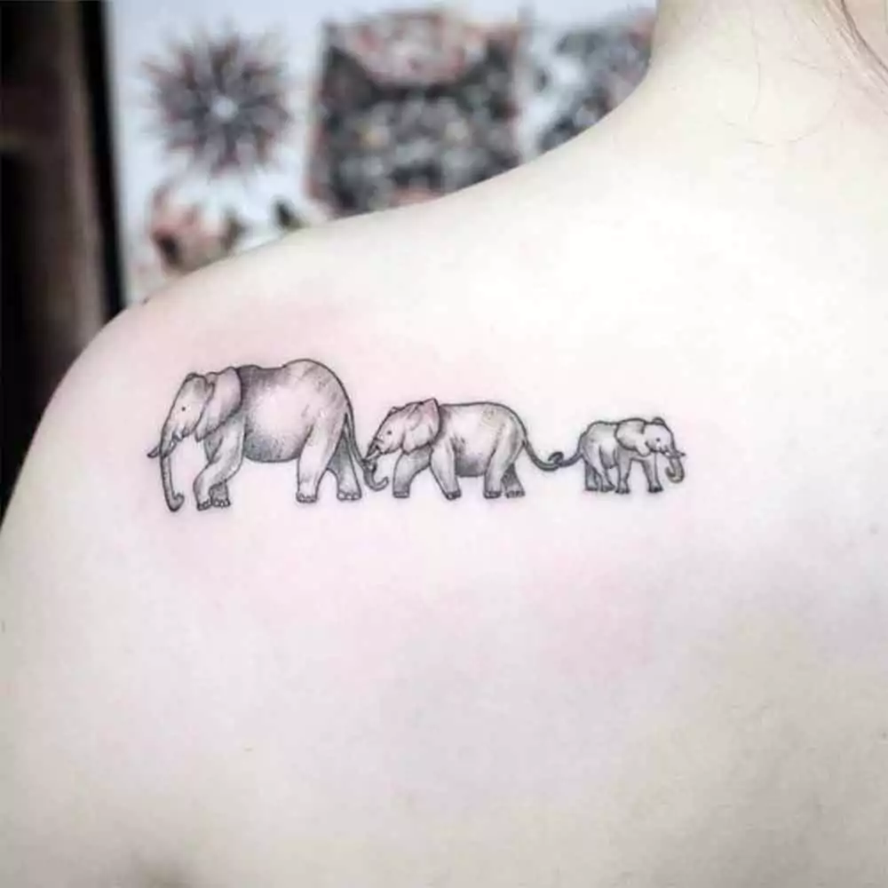 Tatuaggio famiglia elefante