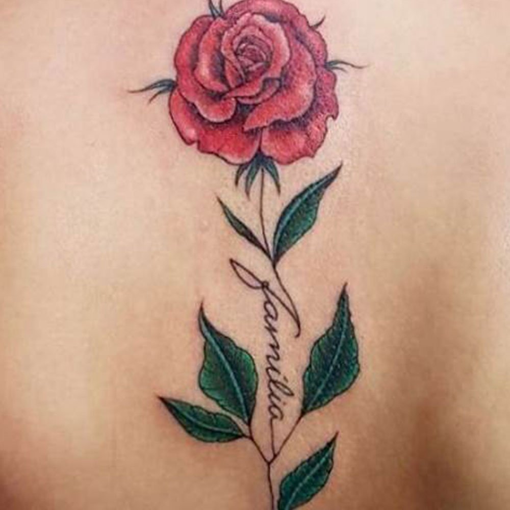 Tatuaggio rosa scritte