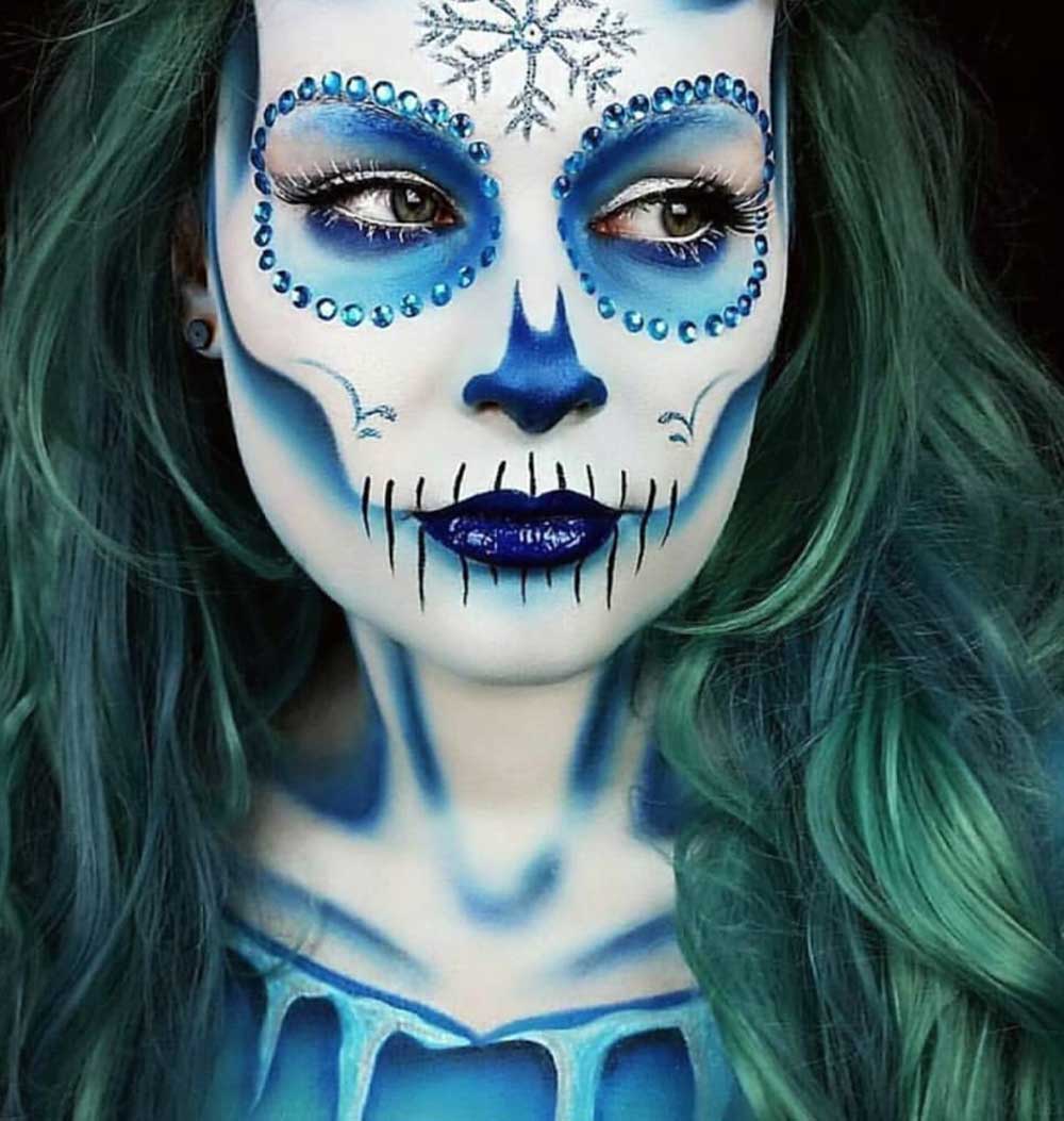 Halloween make up teschio blu