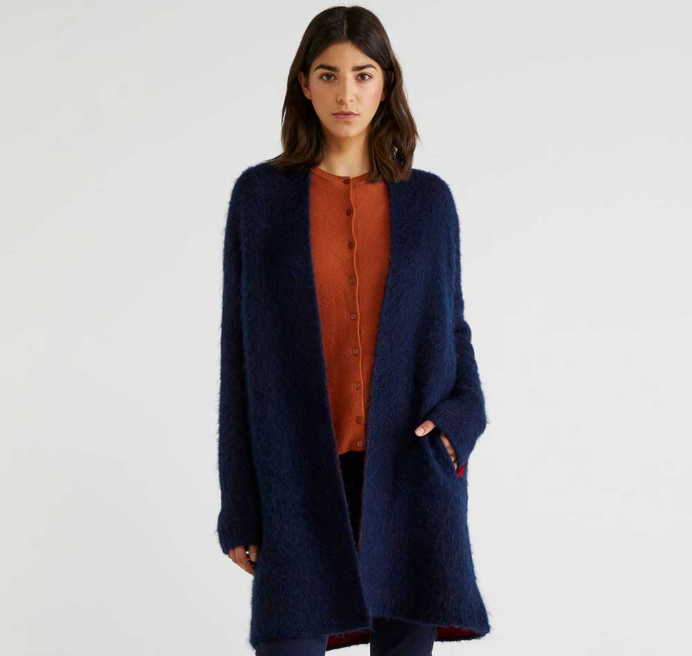 Cappotto in lana bicolor