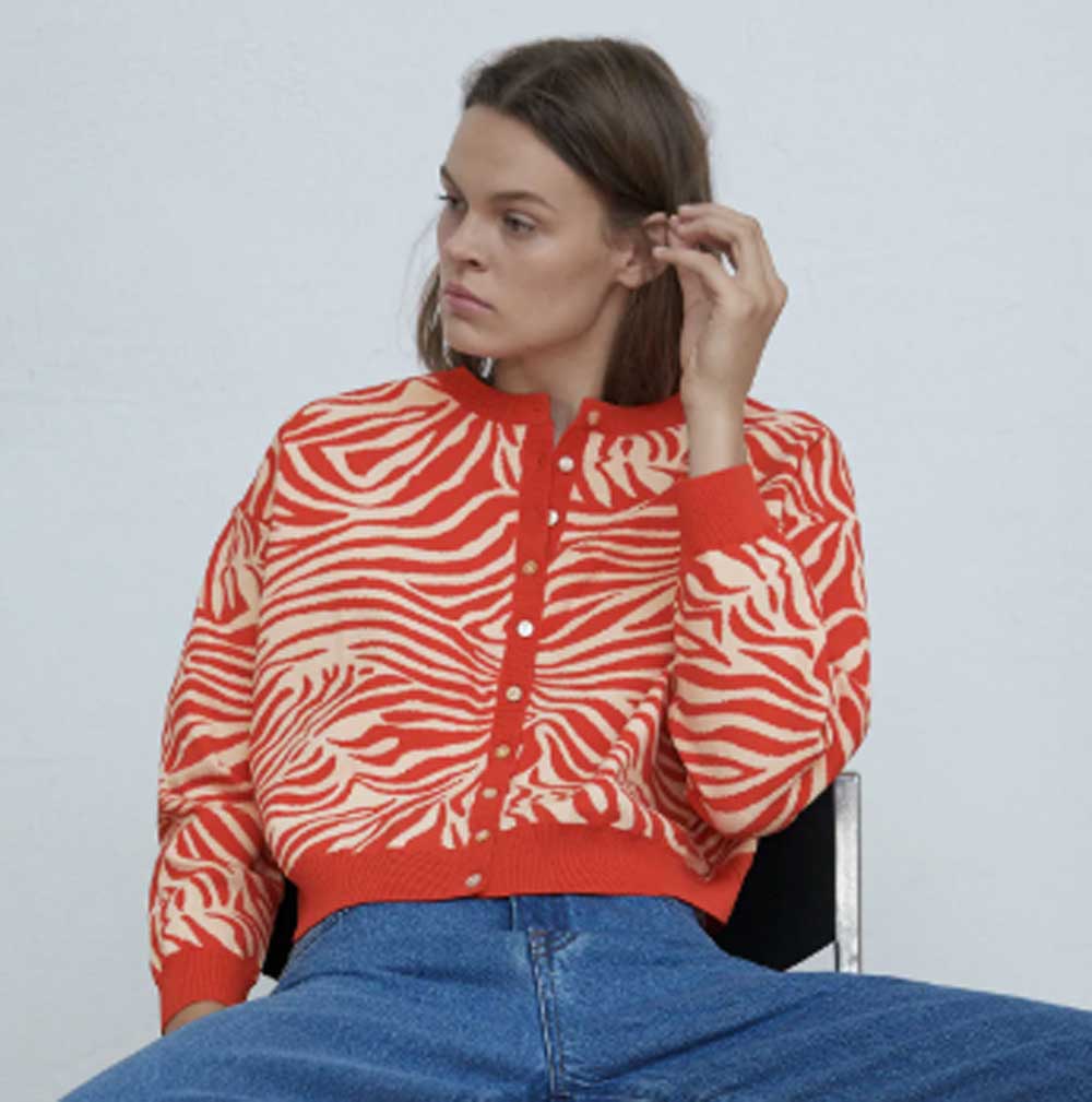 Cardigan con stampa animalier Cardigan con stampa animalier