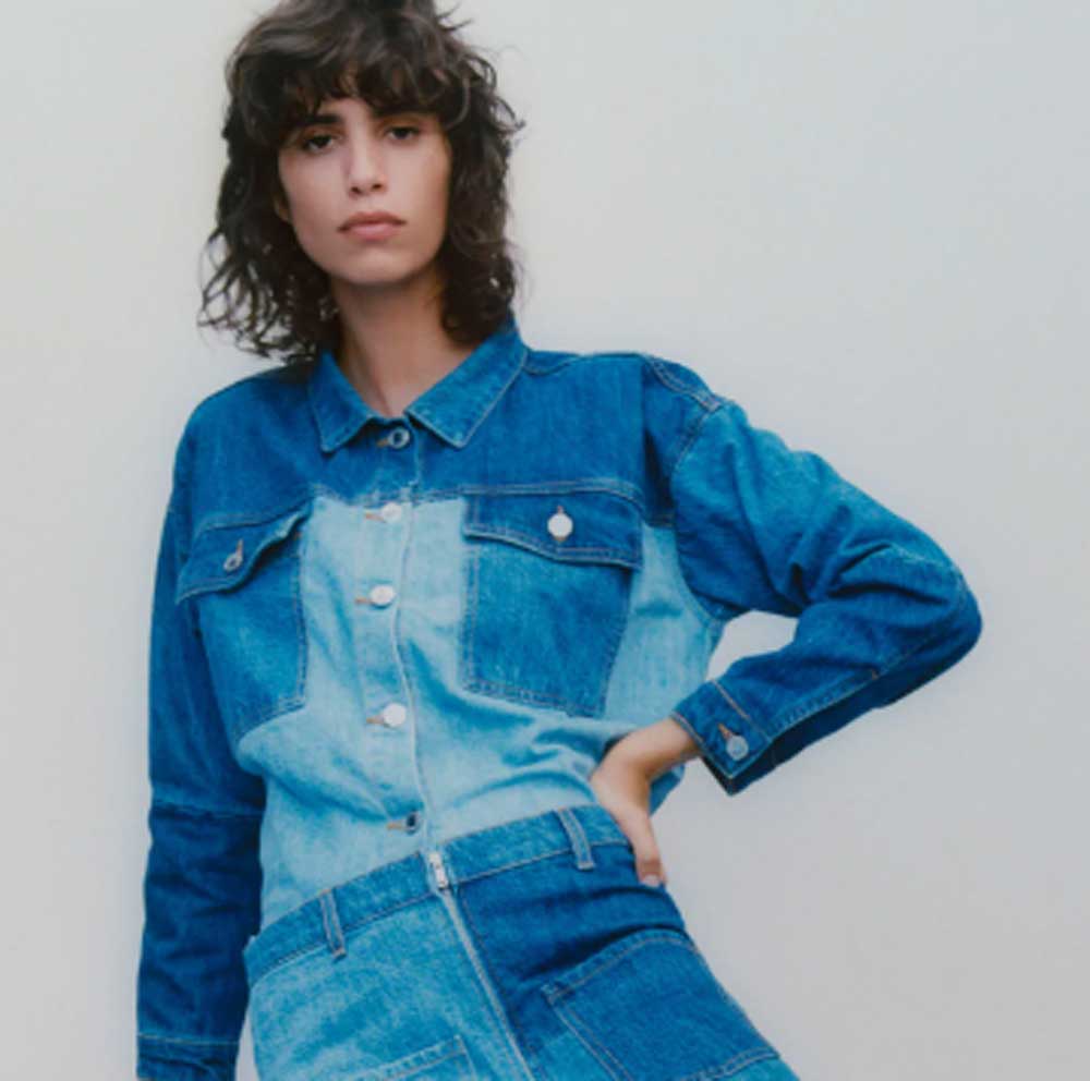 Camicia in denim color block Camicia in denim color block