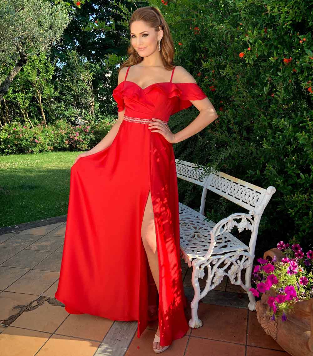 Vestito elegante rosso Delsa