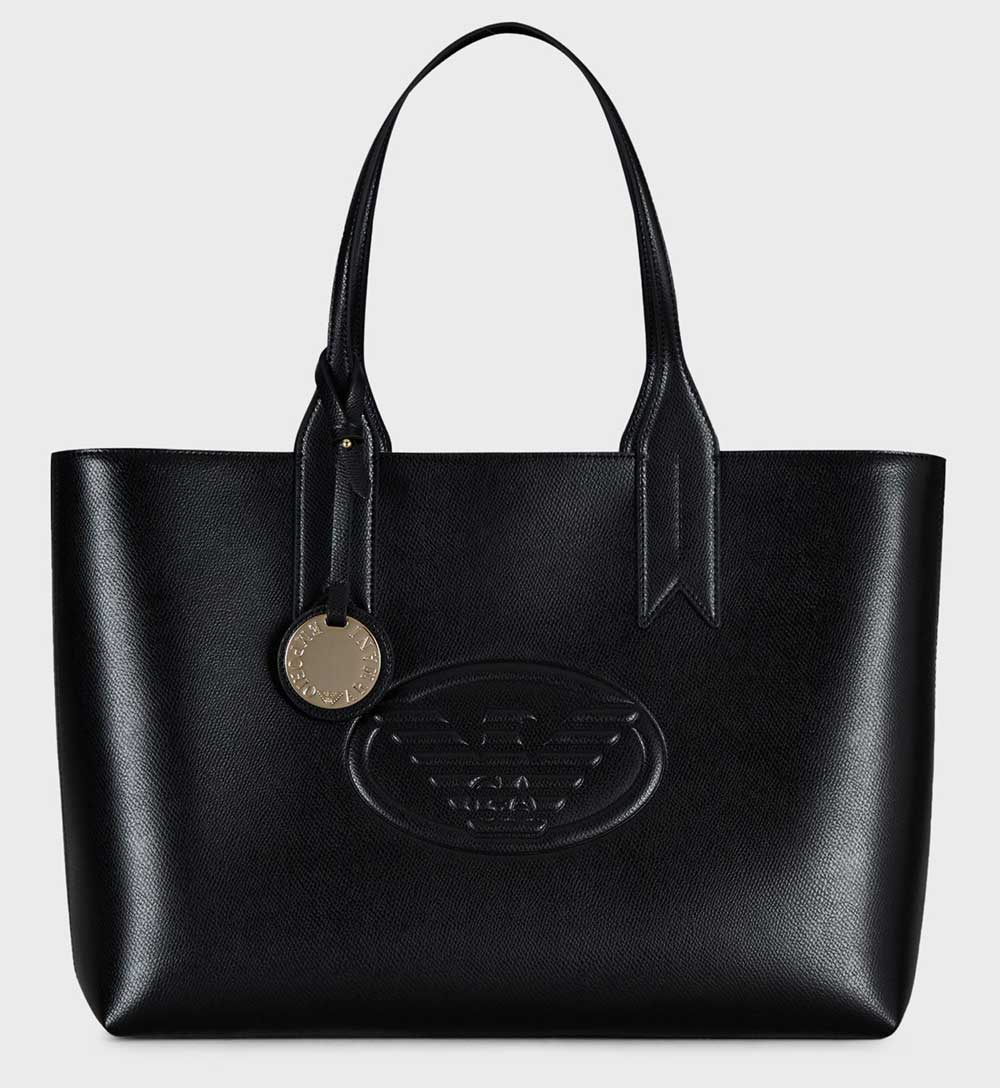 Shopper metallizzata con charm 