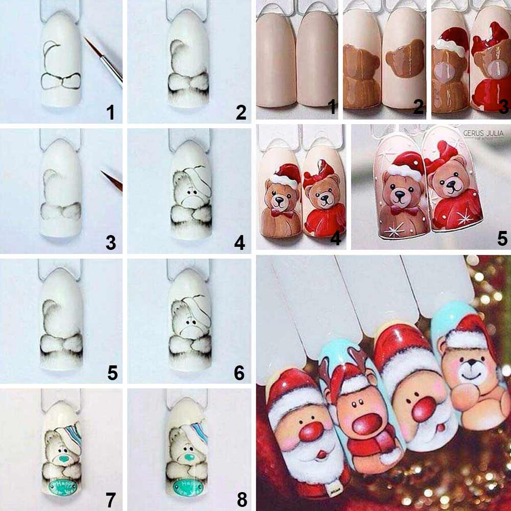 Nail art Natale orsi e Babbo Natale Nail art Natale orsi e Babbo Natale