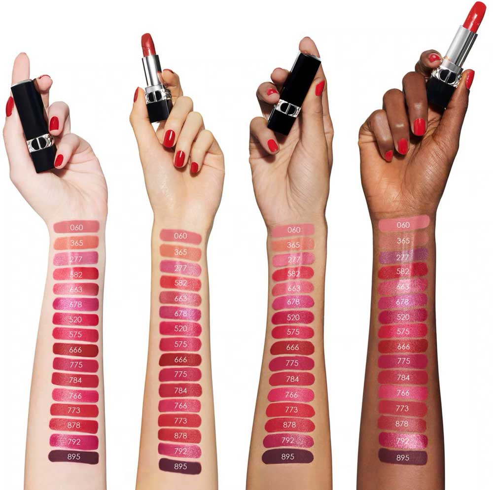 Swatches lipstick Rouge Dior