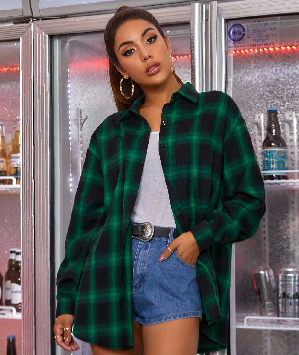 Camicia a quadri verde e nera sales