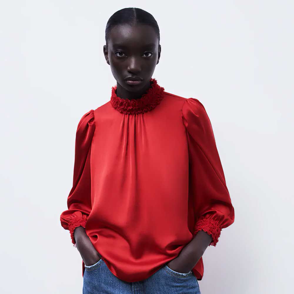 blusa rossa con volant blusa rossa con volant