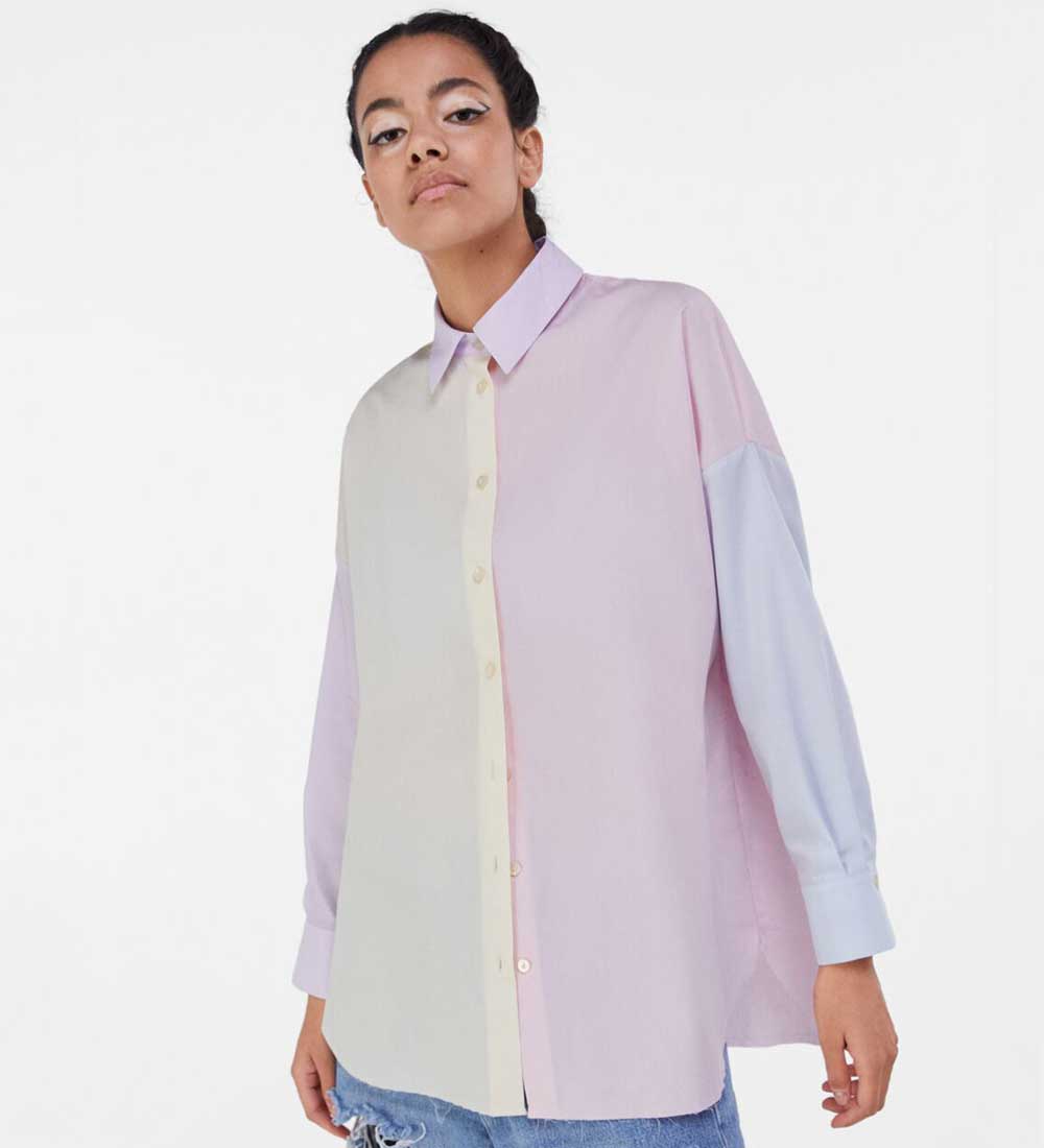 camicia oversize color block