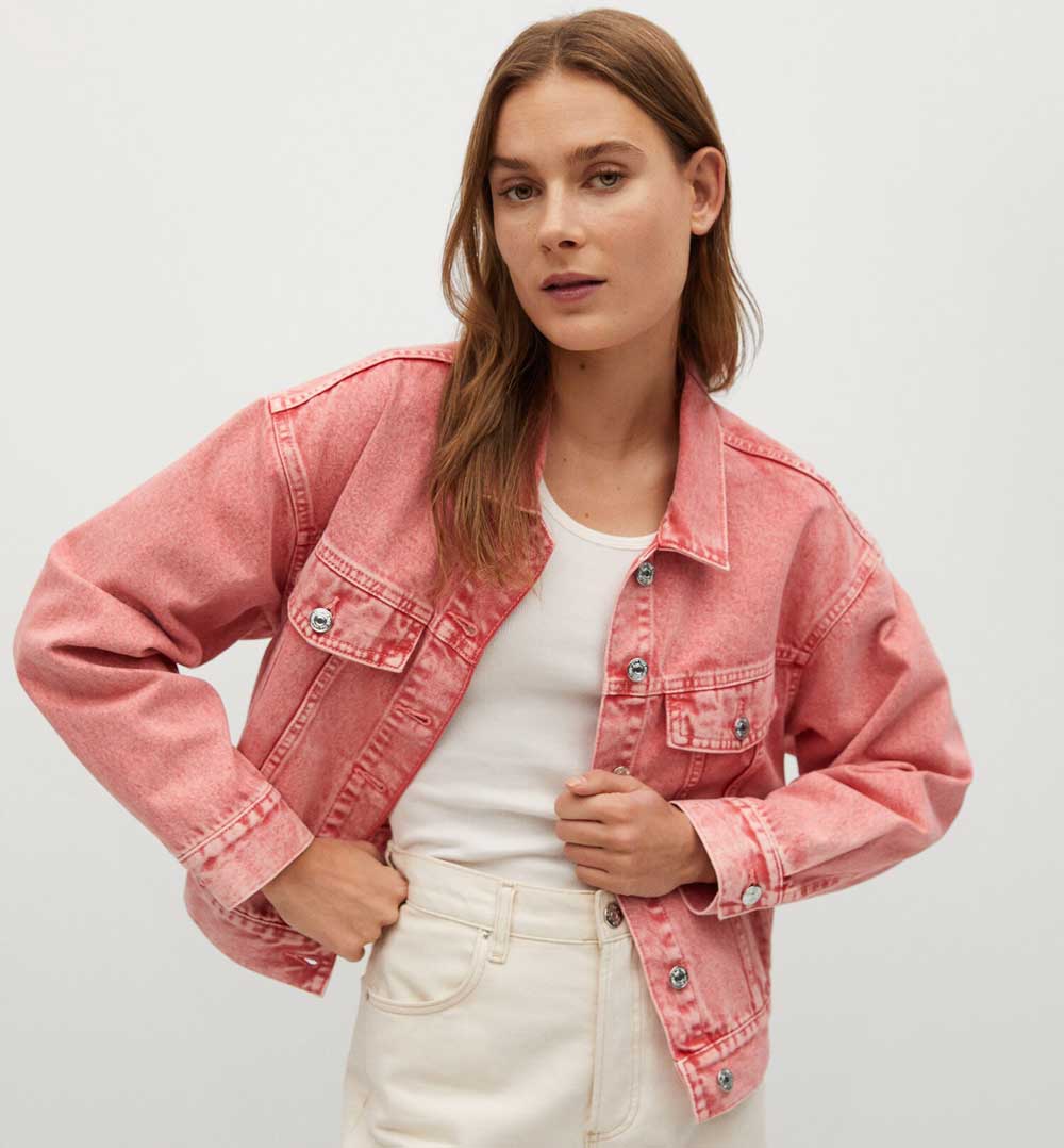 giacca di jeans rosa