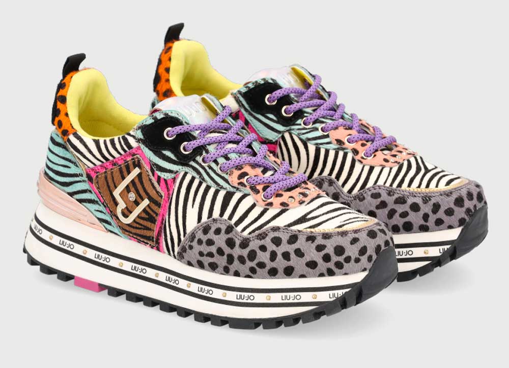 Sneakers platform stampa animalier