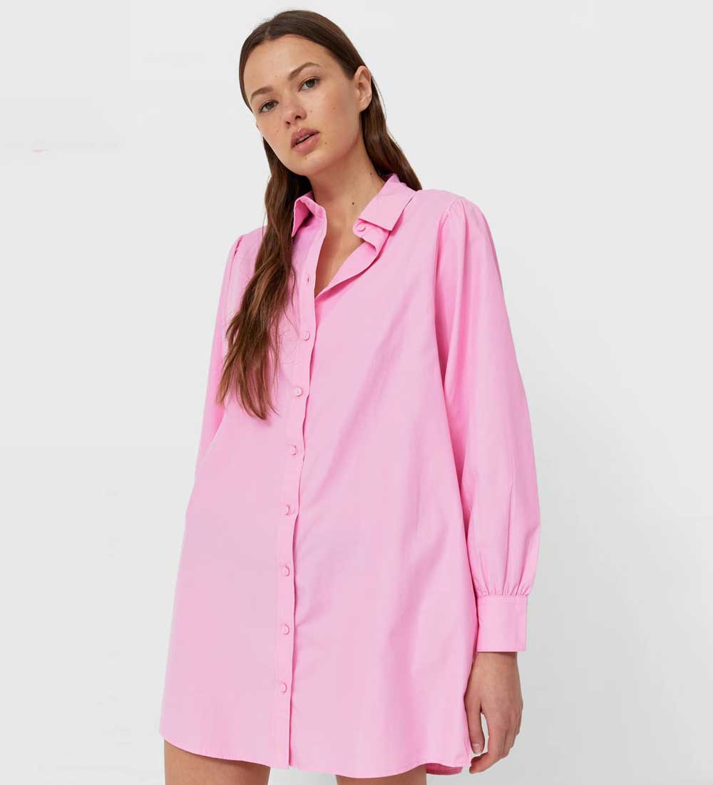 camicia lunga rosa in popeline camicia lunga rosa in popeline