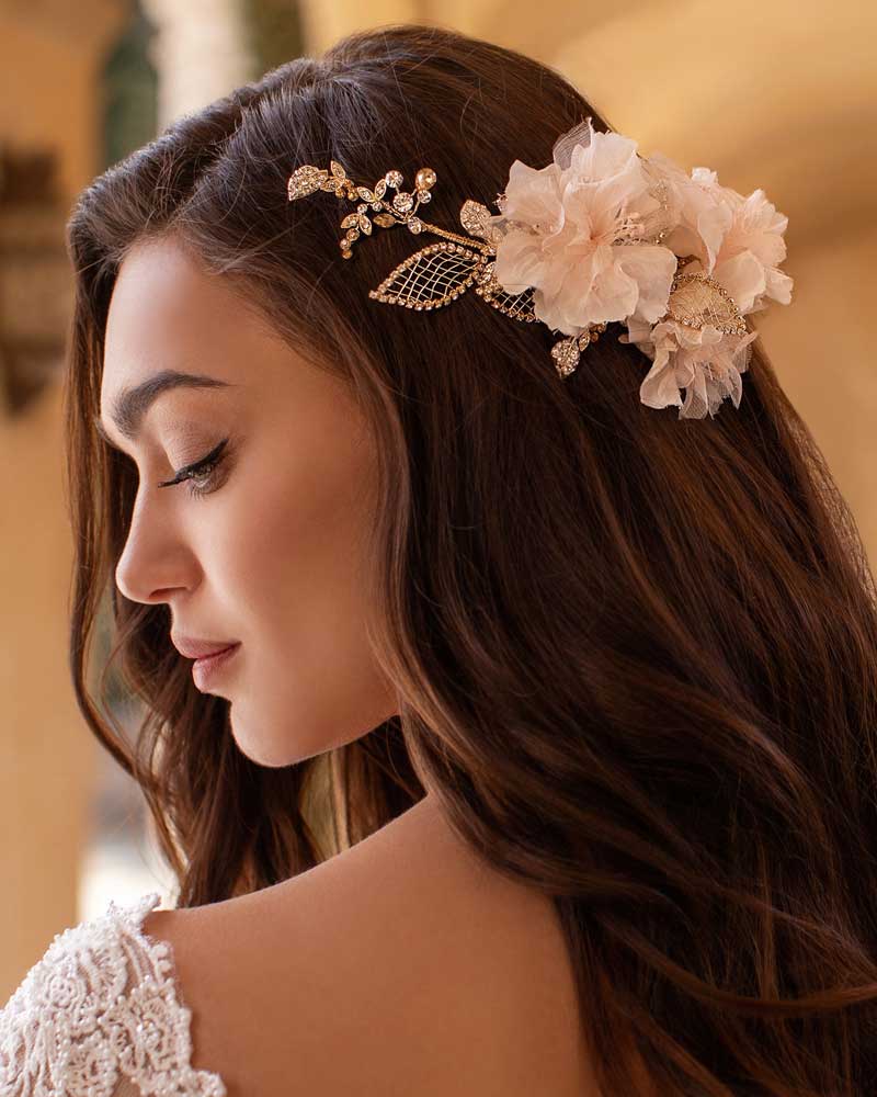 Deniferymakeup a tema floreale Coroncina per acconciatura da sposa con cristalli accessorio per capelli da sposa 