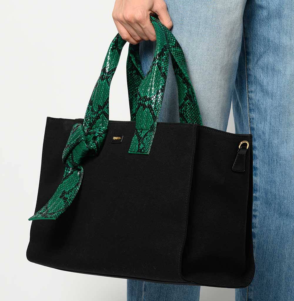 shopping bag nera in canvas
