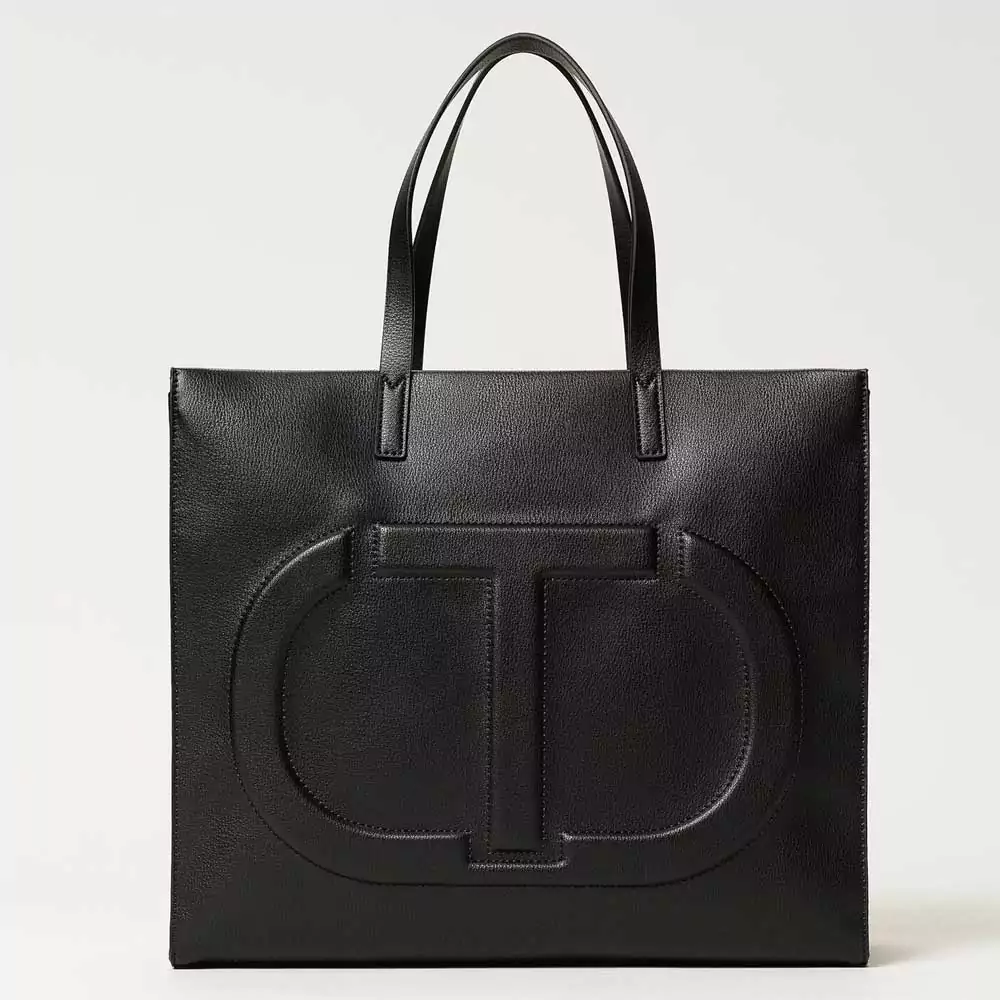 shopping bag in pelle nera