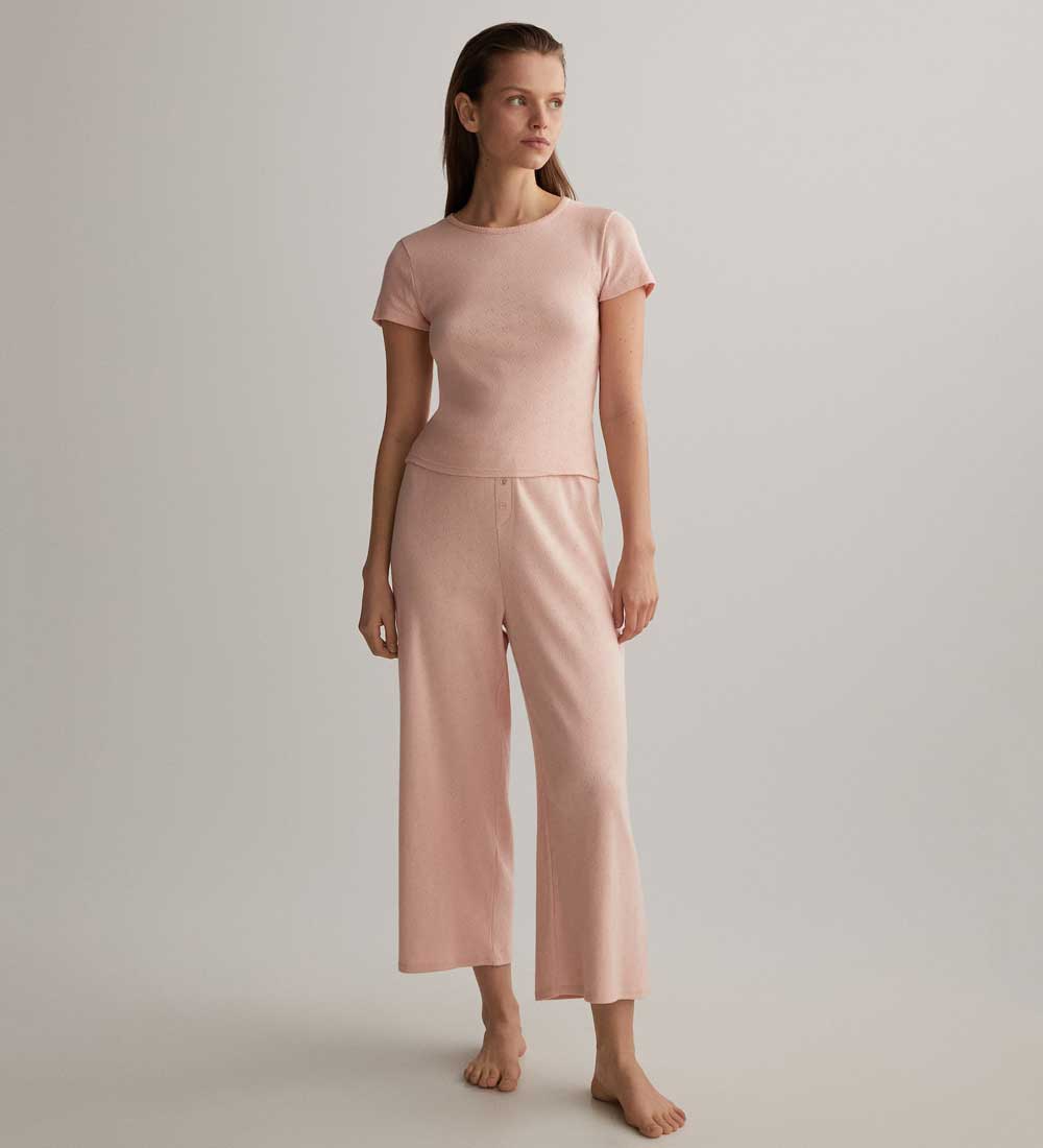 completo nightwear in cotone rosa