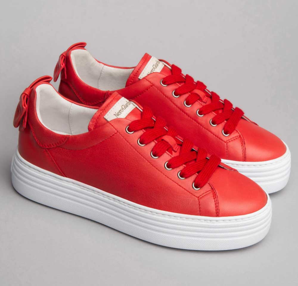 sneakers rosse in pelle