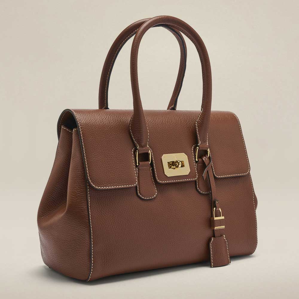 handbag in pelle color cuoio