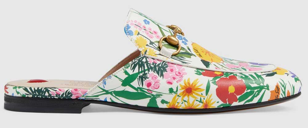 slipper in pelle a stampa floreale slipper in pelle a stampa floreale