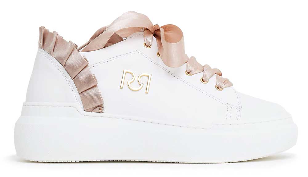 sneakers bianche con rouches