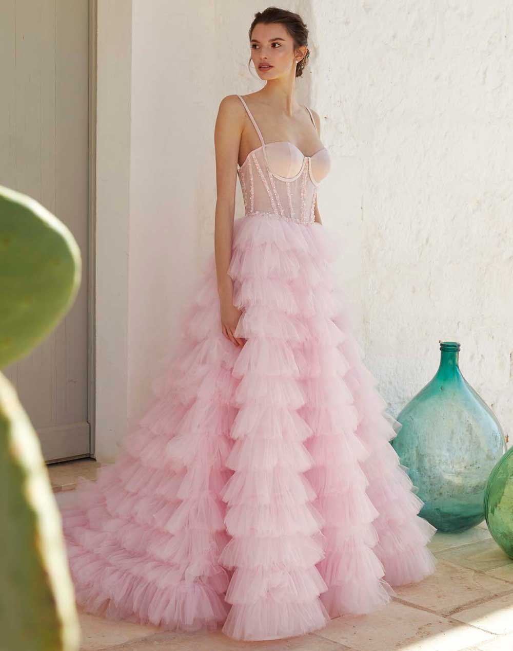vestito da sposa rosa