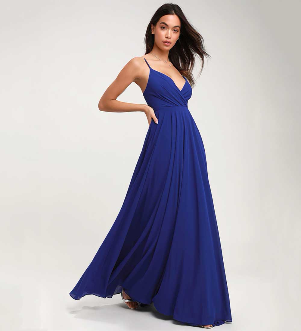 vestito lungo elegante blu