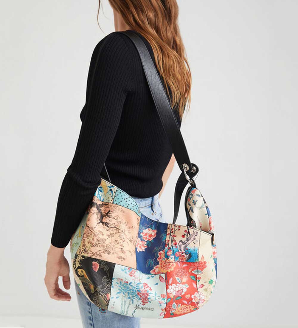 hobo bag a stampa patch a fiori