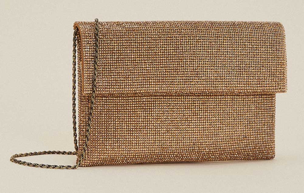 pochette oro con strass