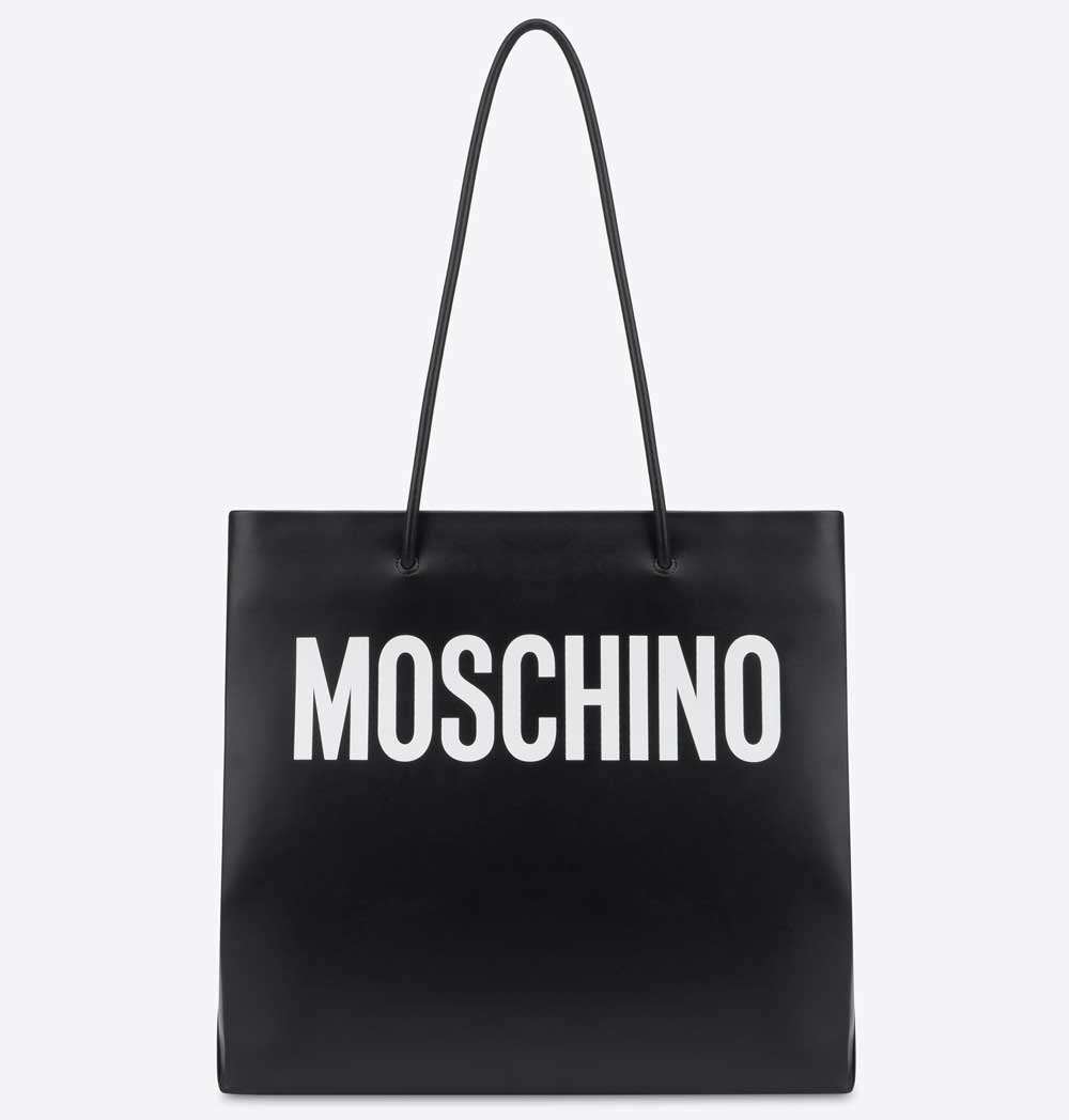 shopper Moschino in pelle nera