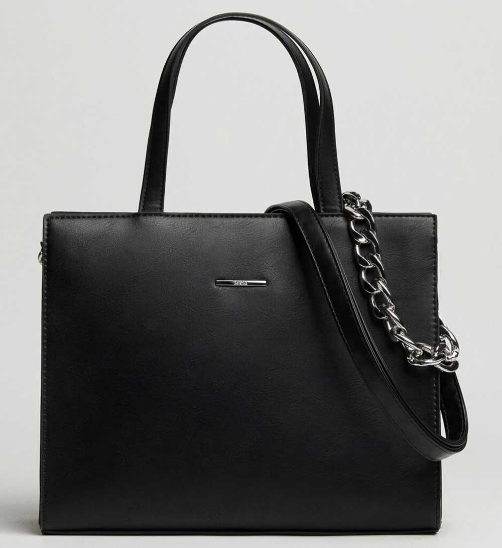 shopping bag nera con tracolla