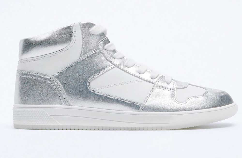Sneakers in pelle a stivaletto 