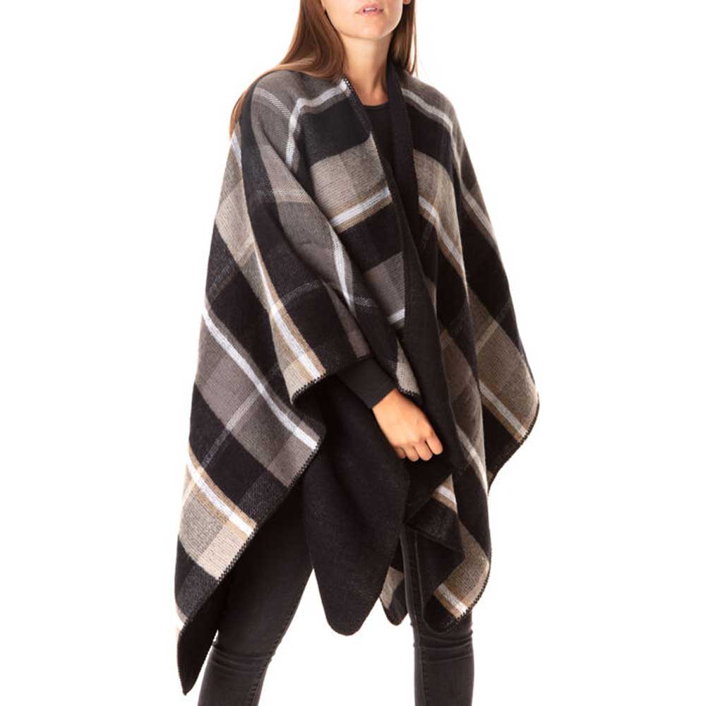 Poncho tartan grigio