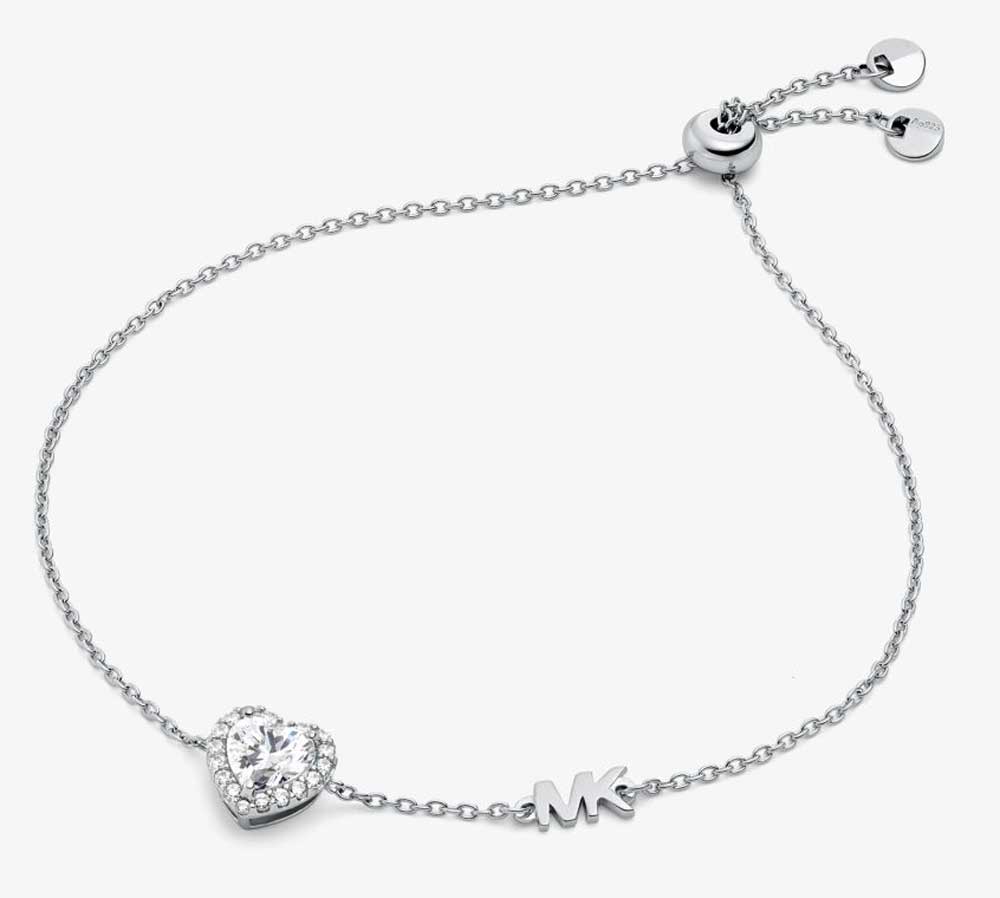 Braccialetto in argento sterling con cuore e pavé Braccialetto in argento sterling con cuore e pavé