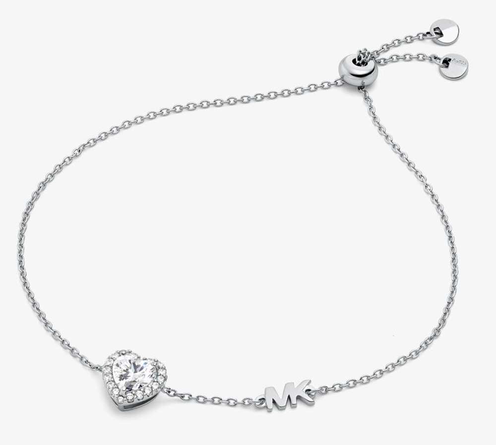 Braccialetto in argento sterling con cuore e pavé