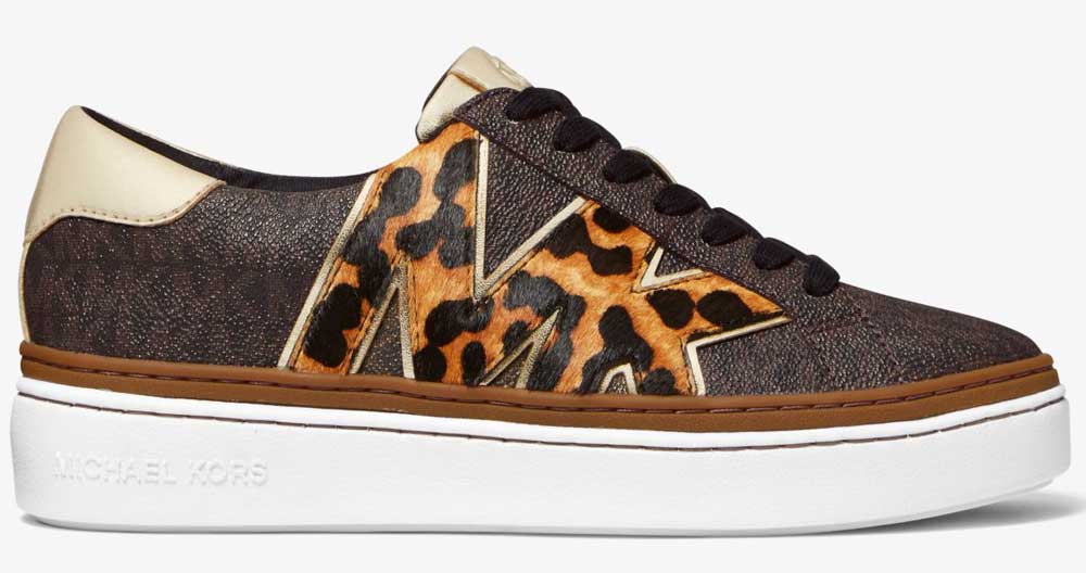 sneakers in tela con stampa leopardata