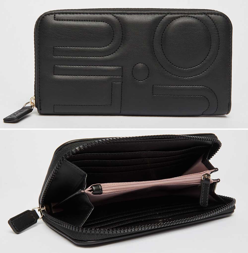 portafoglio nero con zip