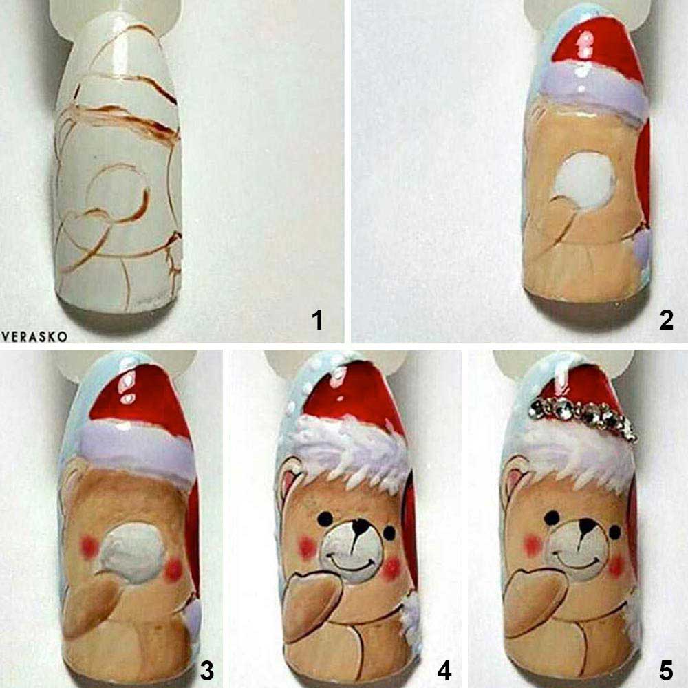 Nail art orsetto Natale